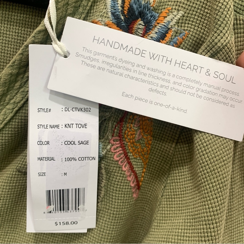 New Karyn Seo M Knit Tove Thermal Jacket Boho Embroidery Cardigan 100% Cotton - Picture 10 of 16